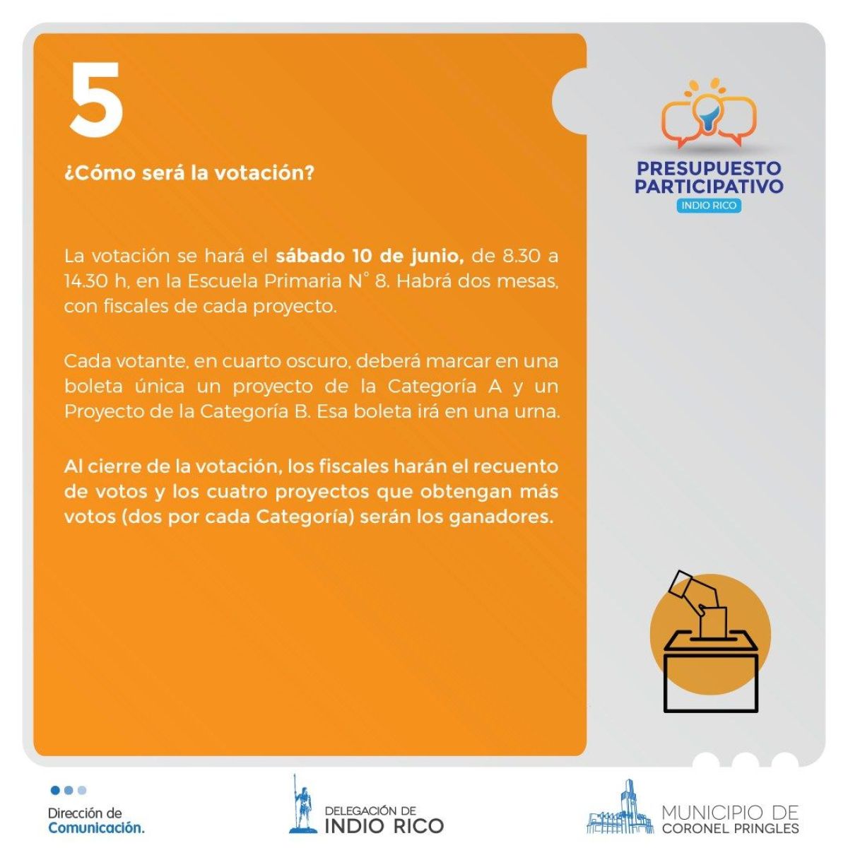 Este sábado, se votan los proyectos del Presupuesto Participativo